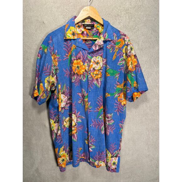 Vintage Don Loper Hawaiian Button Up Shirt Blue Mens XL Tall‎ - Picture 1 of 5